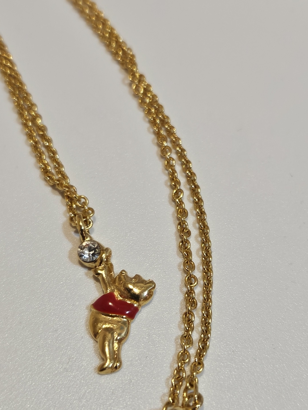 Pooh Bear Gold Tone Necklace With Rhinestone - Picture 2 of 6